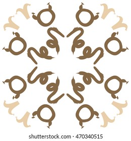 Circular pattern of zodiac signs, doodles,  object, taurus,aries,capricorn, copy space. Hand drawn.