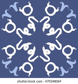 Circular pattern of zodiac signs, doodles,  object, taurus,aries,capricorn, copy space. Hand drawn.