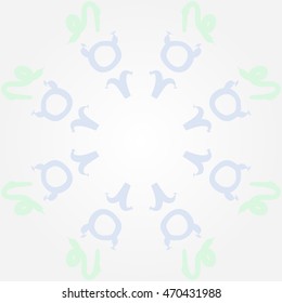 Circular pattern of zodiac signs, doodles,  object, taurus,aries,capricorn, copy space. Hand drawn.