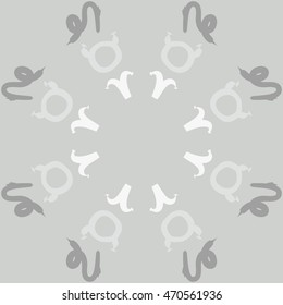 Circular pattern of zodiac signs, doodles,  object, taurus,aries,capricorn, copy space. Hand drawn.