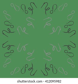 Circular  pattern of zodiac signs, doodles,lions, capricorn,object,  copy space. Hand drawn.