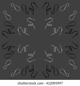 Circular  pattern of zodiac signs, doodles,lions, capricorn,object,  copy space. Hand drawn.