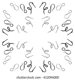 Circular  pattern of zodiac signs, doodles,lions, capricorn,object,  copy space. Hand drawn.