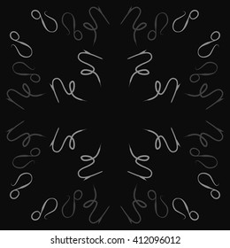 Circular  pattern of zodiac signs, doodles,lions, capricorn,object,  copy space. Hand drawn.