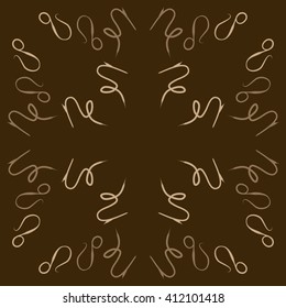 Circular  pattern of zodiac signs, doodles,lions, capricorn,object,  copy space. Hand drawn.