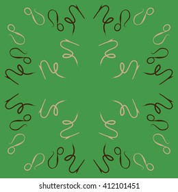 Circular  pattern of zodiac signs, doodles,lions, capricorn,object,  copy space. Hand drawn.