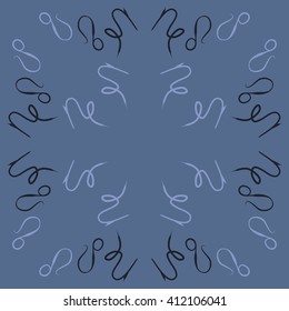 Circular  pattern of zodiac signs, doodles,lions, capricorn,object,  copy space. Hand drawn.