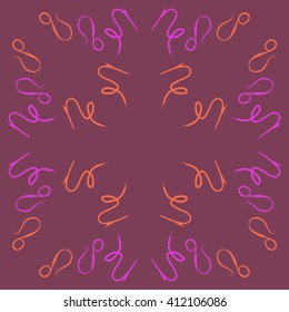 Circular  pattern of zodiac signs, doodles,lions, capricorn,object,  copy space. Hand drawn.