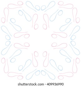 Circular pattern of zodiac signs, doodles,lions,object,  copy space. Hand drawn.
