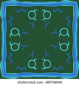  Circular pattern of zodiac signs, frame . Hand drawn.