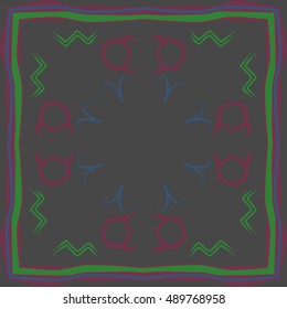  Circular pattern of zodiac signs, frame . Hand drawn.