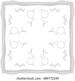  Circular pattern of zodiac signs, frame . Hand drawn.