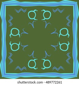  Circular pattern of zodiac signs, frame . Hand drawn.
