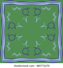  Circular pattern of zodiac signs, frame . Hand drawn.