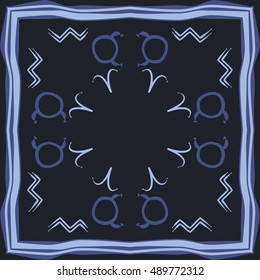  Circular pattern of zodiac signs, frame . Hand drawn.