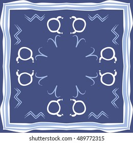  Circular pattern of zodiac signs, frame . Hand drawn.