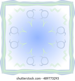  Circular pattern of zodiac signs, frame . Hand drawn.