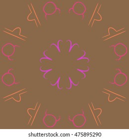 Circular  pattern of zodiac signs. Hand drawn.