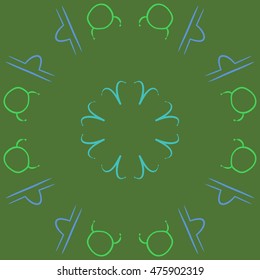 Circular  pattern of zodiac signs. Hand drawn.