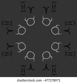 Circular pattern of zodiac signs. Hand drawn.