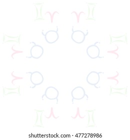 Circular pattern of zodiac signs. Hand drawn.
