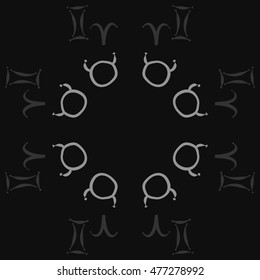Circular pattern of zodiac signs. Hand drawn.