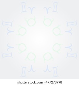 Circular pattern of zodiac signs. Hand drawn.
