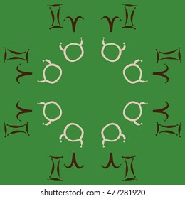 Circular pattern of zodiac signs. Hand drawn.