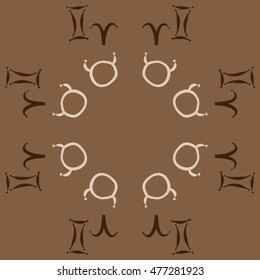 Circular pattern of zodiac signs. Hand drawn.