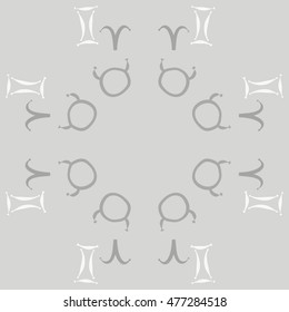 Circular pattern of zodiac signs. Hand drawn.