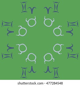 Circular pattern of zodiac signs. Hand drawn.