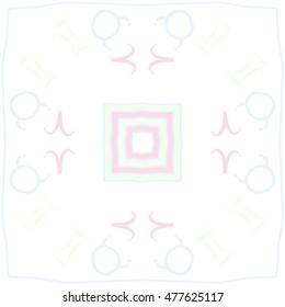 Circular pattern of zodiac signs. Hand drawn.