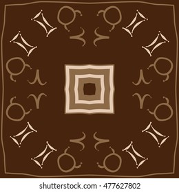 Circular pattern of zodiac signs. Hand drawn.