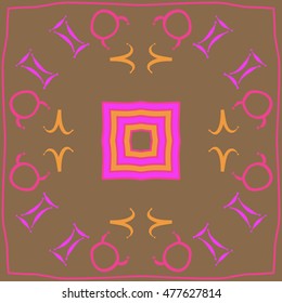Circular pattern of zodiac signs. Hand drawn.