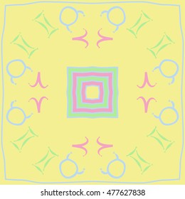 Circular pattern of zodiac signs. Hand drawn.