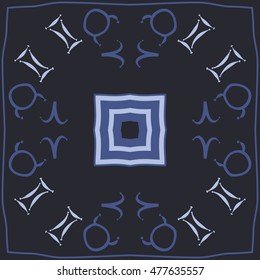 Circular pattern of zodiac signs. Hand drawn.