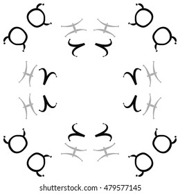 Circular pattern with zodiac signs. Hand drawn.