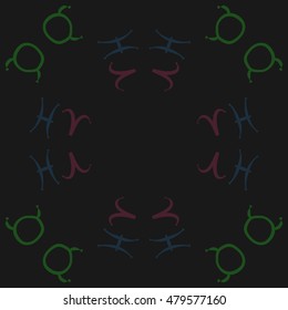 Circular pattern with zodiac signs. Hand drawn.