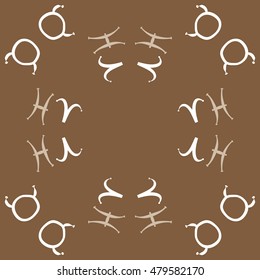Circular pattern with zodiac signs. Hand drawn.