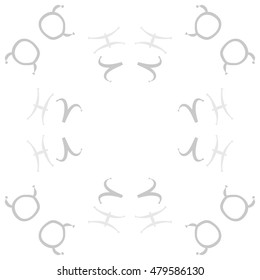 Circular pattern with zodiac signs. Hand drawn.