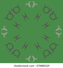 Circular pattern with zodiac signs. Hand drawn.