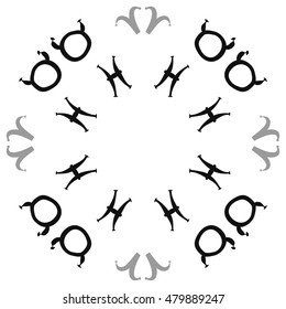 Circular pattern with zodiac signs. Hand drawn.
