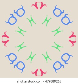 Circular pattern with zodiac signs. Hand drawn.