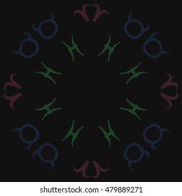 Circular pattern with zodiac signs. Hand drawn.