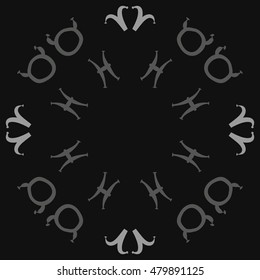 Circular pattern with zodiac signs. Hand drawn.