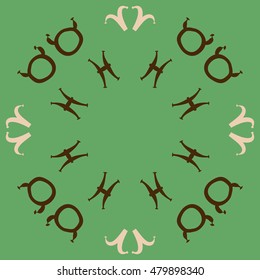 Circular pattern with zodiac signs. Hand drawn.