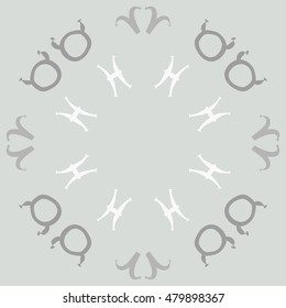 Circular pattern with zodiac signs. Hand drawn.