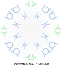 Circular pattern with zodiac signs. Hand drawn.
