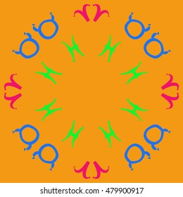 Circular pattern with zodiac signs. Hand drawn.