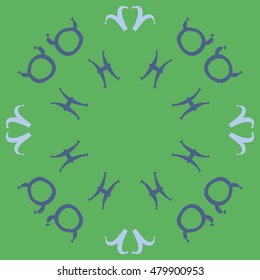 Circular pattern with zodiac signs. Hand drawn.